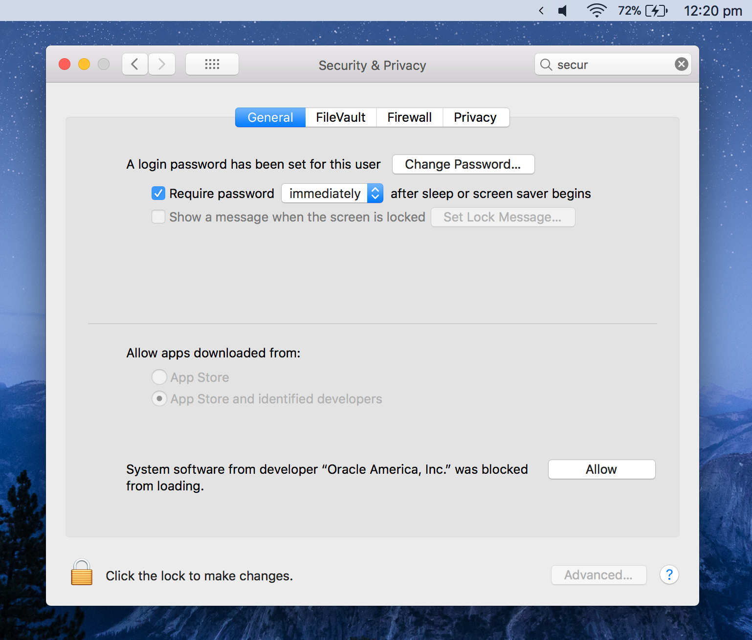 allow button missing on mac high sierra to allow for certain programs